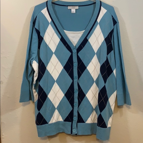 CJ Banks Sweaters - Argyle cardi, Sz 3X